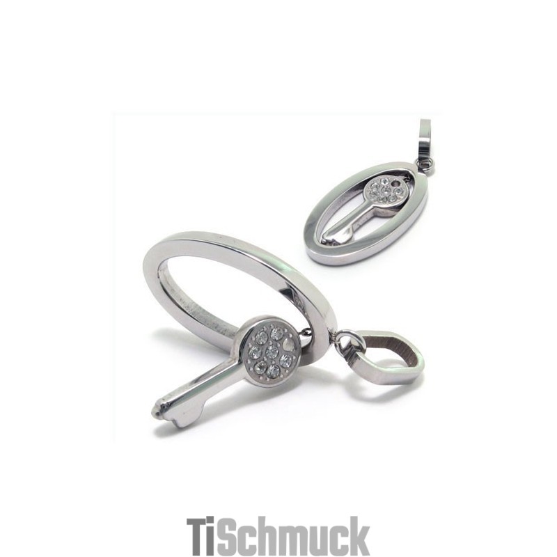 Mode Silber Farbe Titan Schlüssel Diamant Halskette Anhänger Mode Silber Farbe Titan Schlüssel Diamant Halskette Anhänger