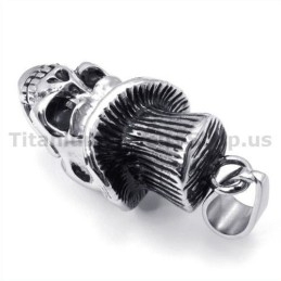 Anhänger Aus Titan Mit Totenkopf-Design Und Hut – Inklusive Kette