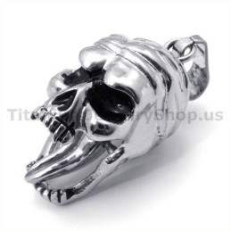 Anhänger Im Totenkopf-Design Aus Titan Mit Beweglicher Zunge – Inklusive Kette