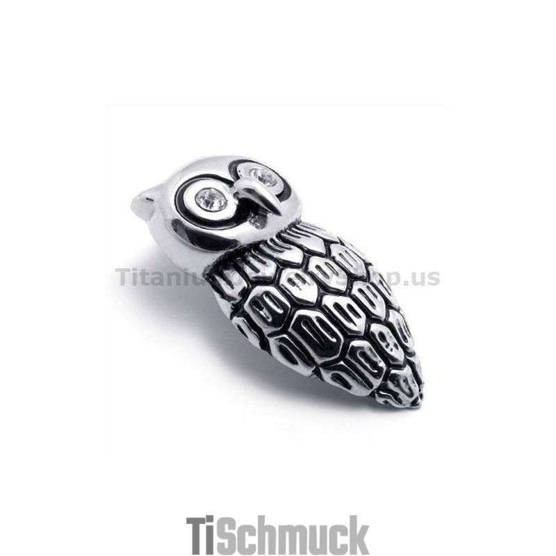 Titan-Eulenanhänger Mit Diamant – Kostenlose Kette