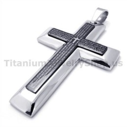 Zweilagiger Schwarzer Kreuzanhänger Aus Reinem Titan – Kostenlose Kette