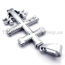 Anhänger Mit Caravaca-Kreuz Aus Titan Mit Zwei Engeln – Inklusive Kette