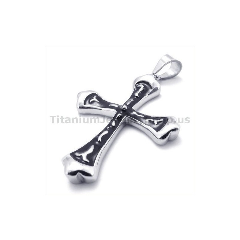 Schwarzer Titan-Kreuzanhänger – Kostenlose Kette