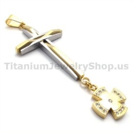 Goldener Titan-Kreuzanhänger Mit Diamanten – Kostenlose Kette