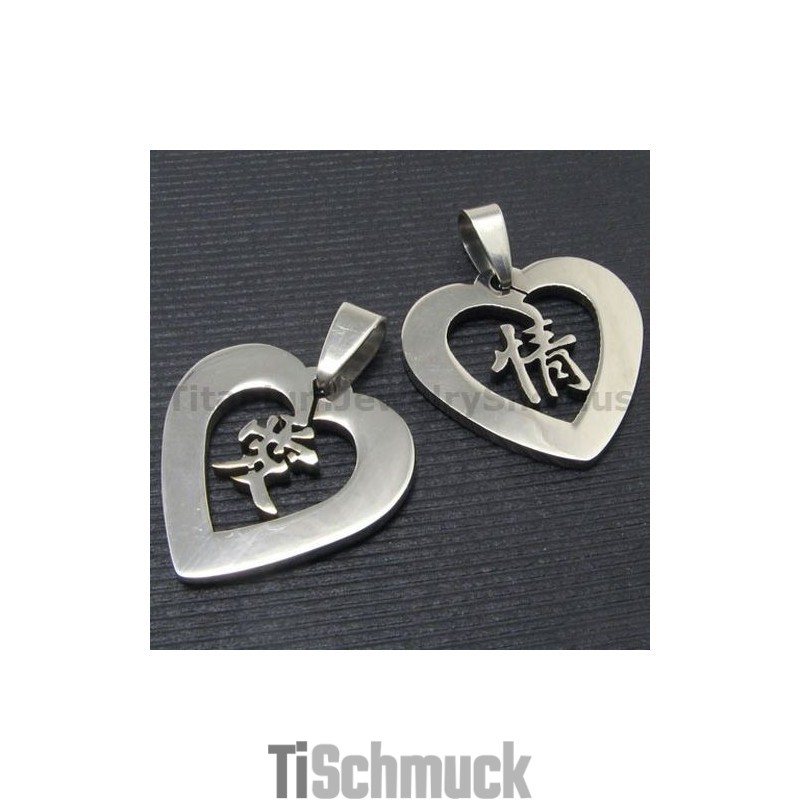Liebe Chinesische Schriftzeichen Titan Liebhaber Anhänger-Freie Ketten