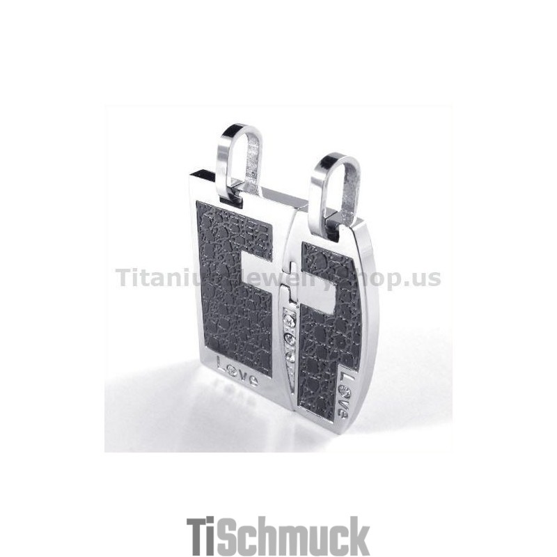 Love Anhänger Aus Schwarzem Titan Für Liebhaber Mit Diamantfreien Ketten