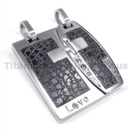 Love Anhänger Aus Schwarzem Titan Für Liebhaber Mit Diamantfreien Ketten