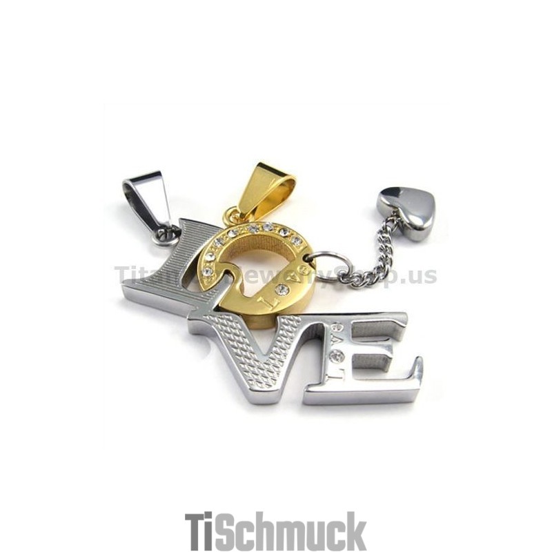 Love Titanium Lovers Goldene Anhänger Mit Diamantfreien Ketten Love Titanium Lovers Goldene Anhänger Mit Diamantfreien Ketten