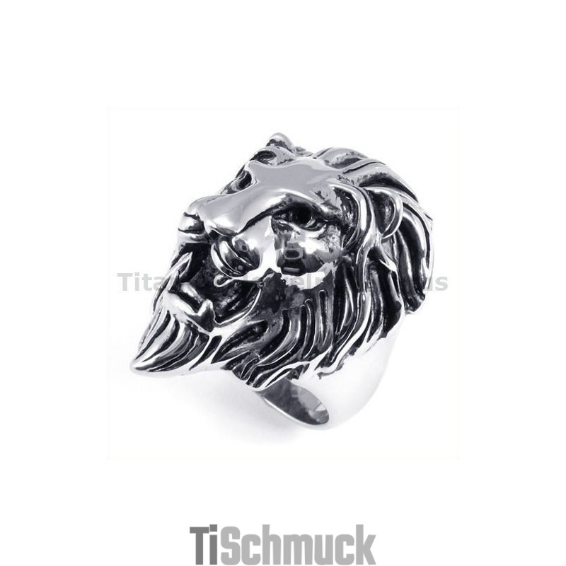 Titanring Mit Löwenkopf