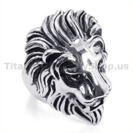 Titanring Mit Löwenkopf