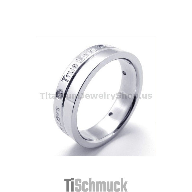 True Love Titanring Mit Diamant