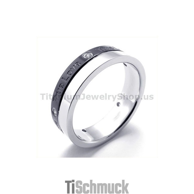 True Love Ring Aus Schwarzem Titan Mit Diamant
