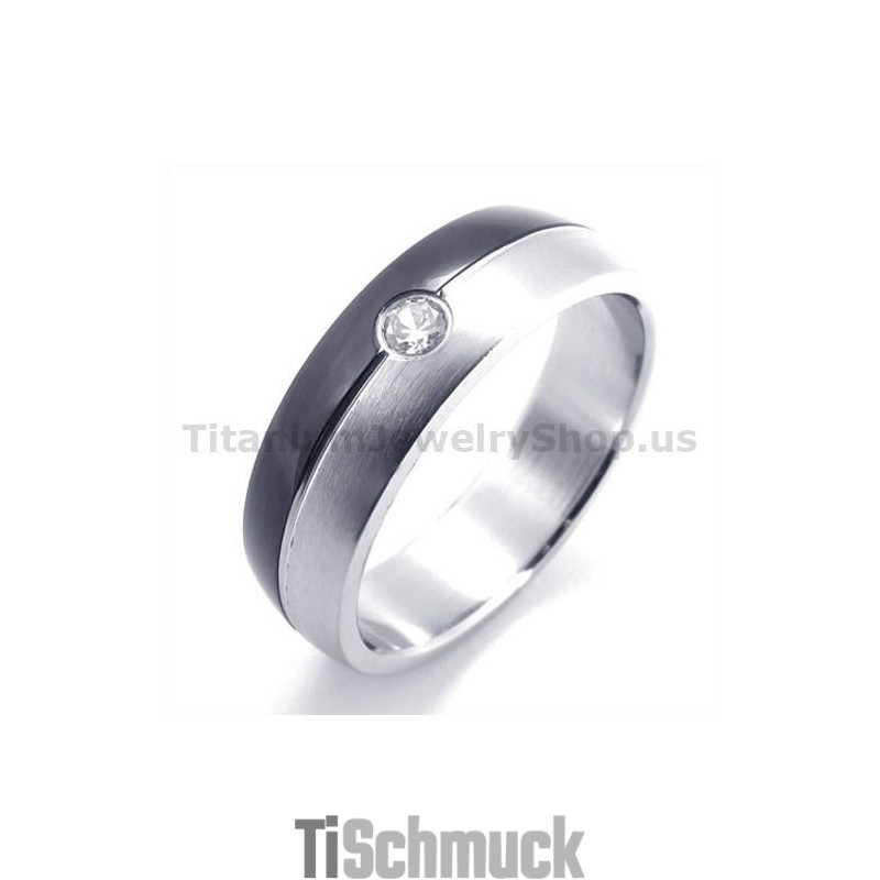 Schwarzer Titanring Mit Diamant Schwarzer Titanring Mit Diamant