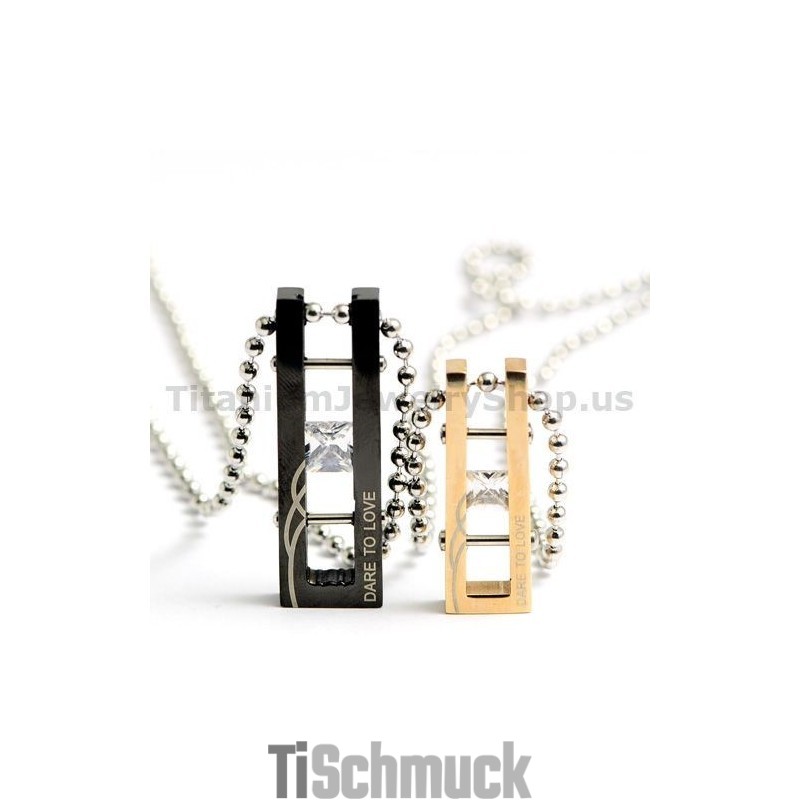 Dare To Love Lovers Titan-Anhänger Mit Diamanten Valentinstagsgeschenke - Kostenlose Ketten