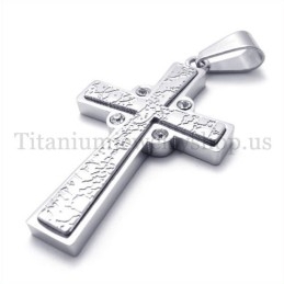 Mode Mit Diamant Zwei Schichten Titan Kreuz Anhänger
