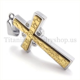 Gold Zwei Schichten Mit Diamant Mode Titan Kreuz Anhänger