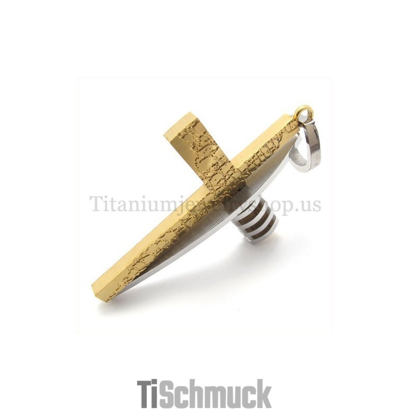 Gold Und Silber Asymmetrische Form Mode Männer Titan Kreuz Anhänger