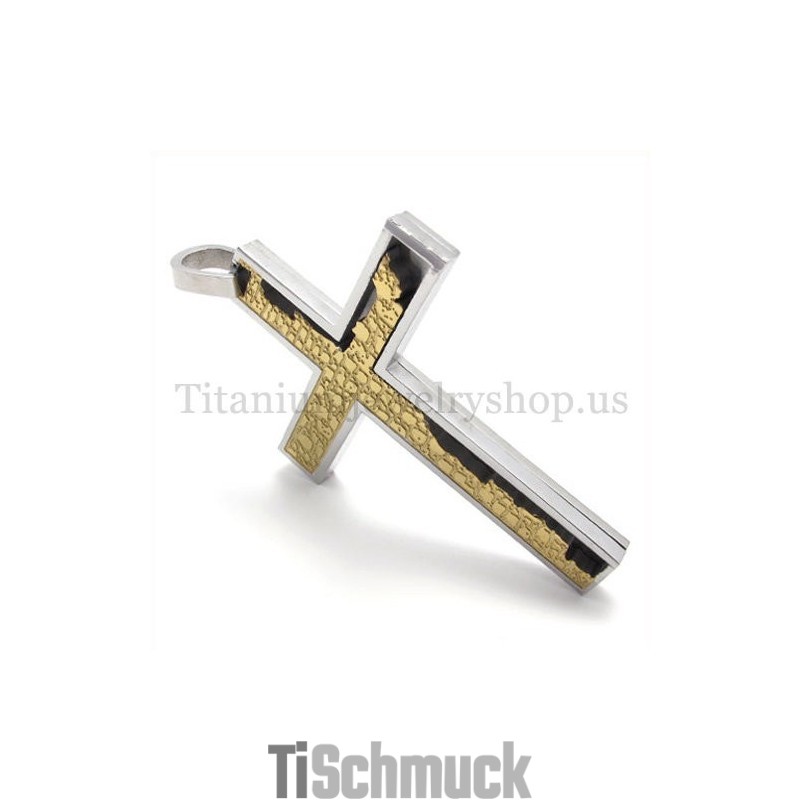 Gold Unvollständige Füllung Quadratischer Titan Kreuz Anhänger Gold Unvollständige Füllung Quadratischer Titan Kreuz Anhänger