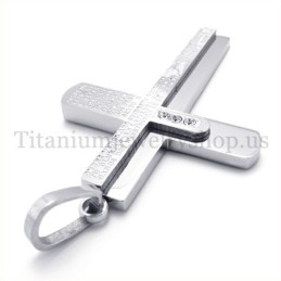 Zwei Schichten Mit Diamant Bibel Titan Kreuz Anhänger