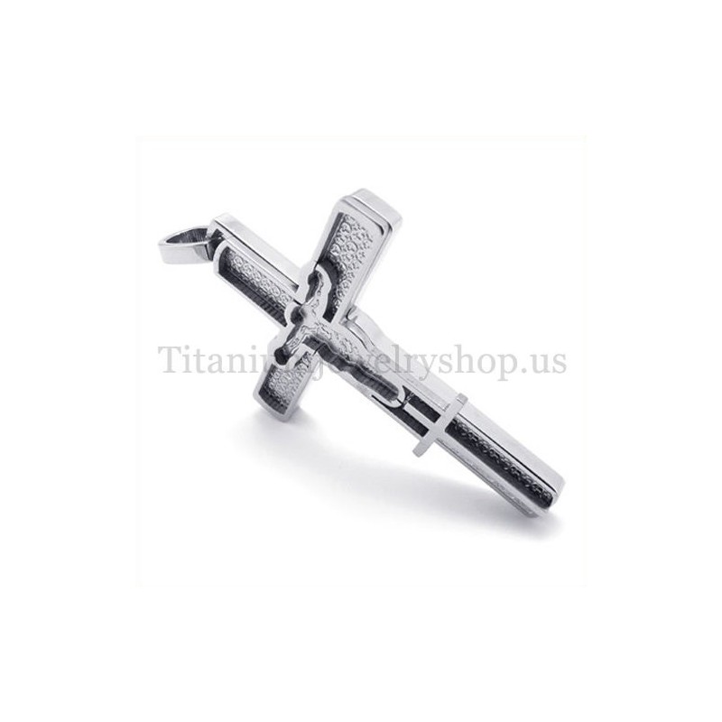 Titan-Kreuzanhänger Mit Geschnitztem Jesus-Muster