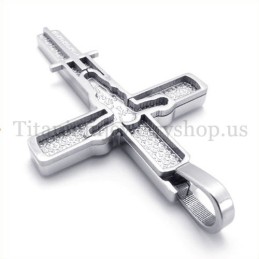 Titan-Kreuzanhänger Mit Geschnitztem Jesus-Muster