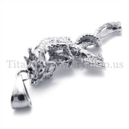 Gewickelter Drachen-Kreuzanhänger Aus Titan Für Herren