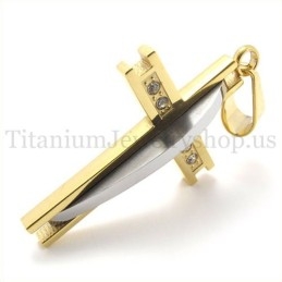 Goldener Kreuzanhänger Aus Titan Mit Diamanten
