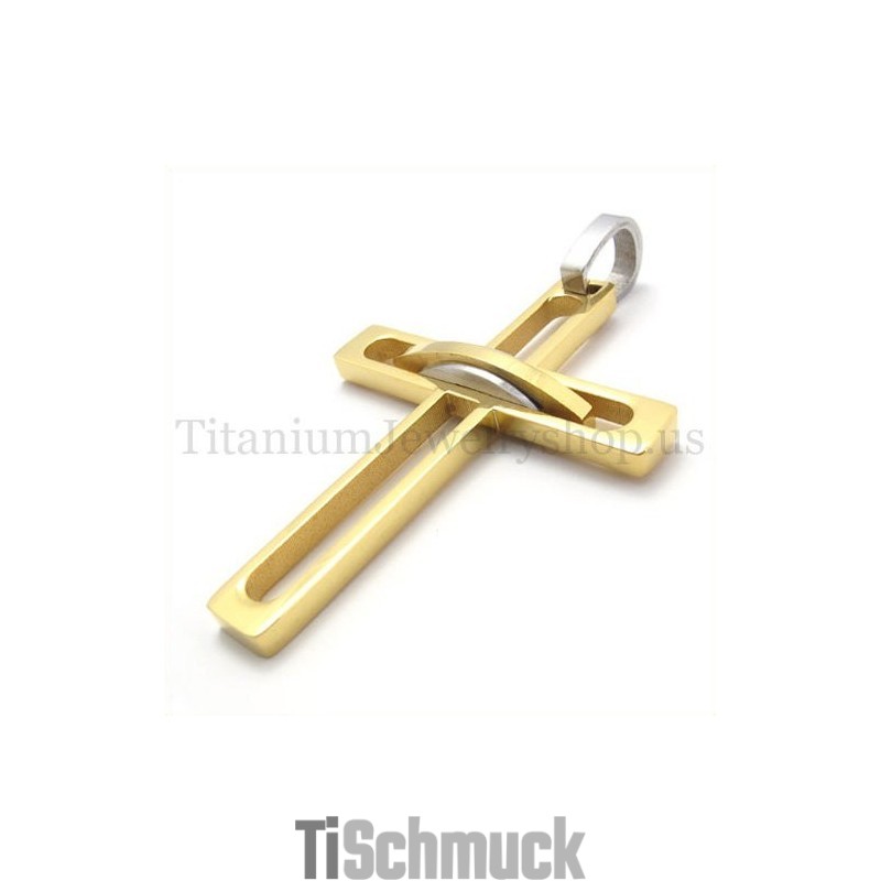 Goldener Edler Mann Mode Titan Kreuz Anhänger Goldener Edler Mann Mode Titan Kreuz Anhänger