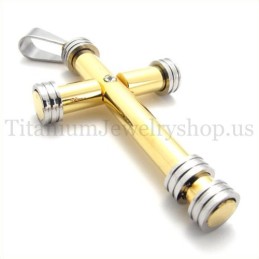 Golden Fashion Zylindrischer Kreuzanhänger Aus Titan