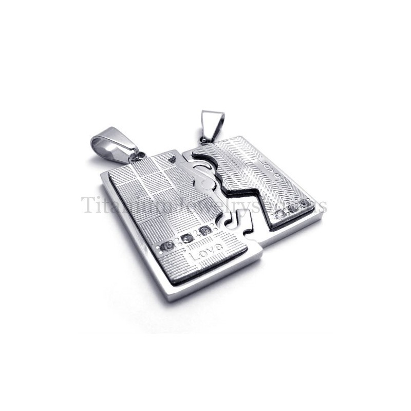 Silberner Zweilagiger Ineinandergreifender Titan-Anhänger Für Liebhaber