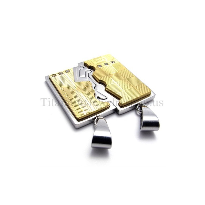 Goldener Zweilagiger Ineinandergreifender Titan-Anhänger Für Liebhaber