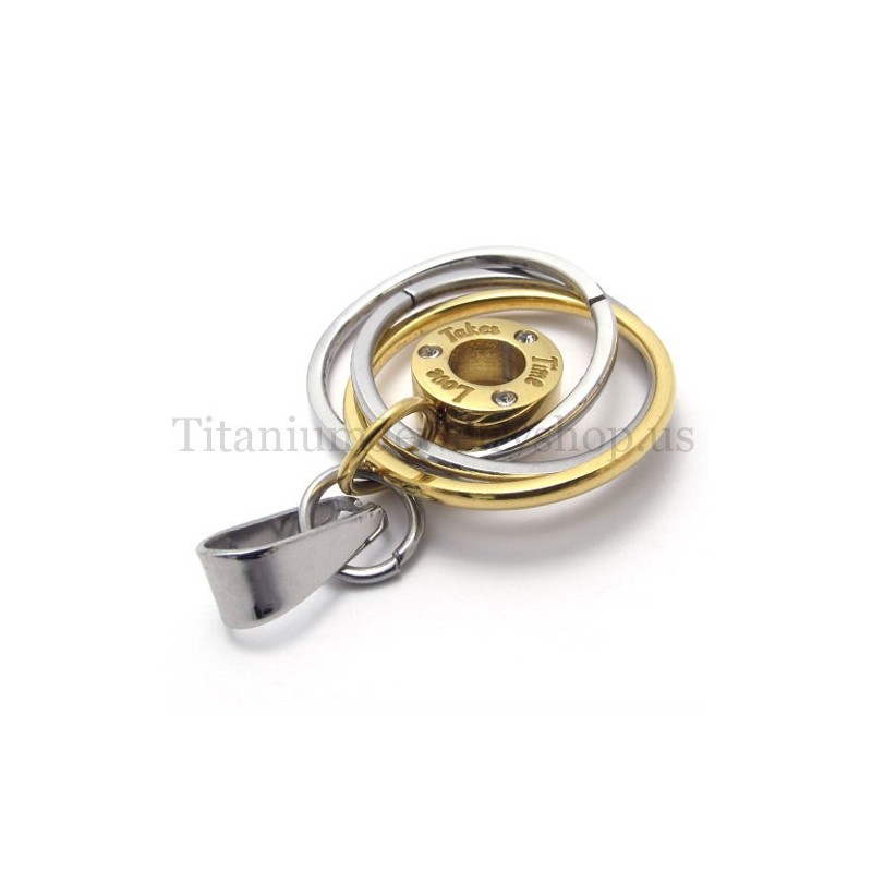 Gold-Multiring Mit Titan-Anhänger „Take Time Love“