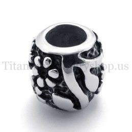 Ellipsoidaler Glücksperlen-Anhänger Aus Titan Mit Blumen