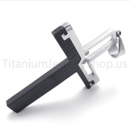 Neuer Schwarzer Ausgehöhlter Kreuzanhänger Aus Titan