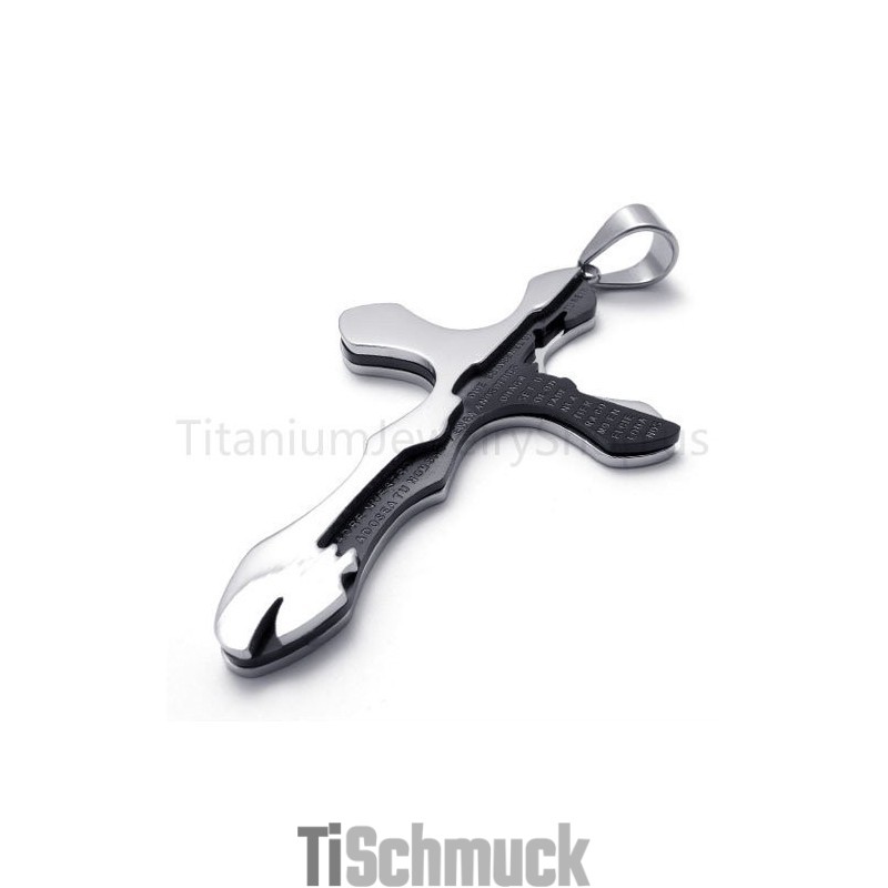 Neuer Duotone Carving Letters Kreuz Titan Anhänger