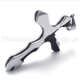 Neuer Duotone Carving Letters Kreuz Titan Anhänger