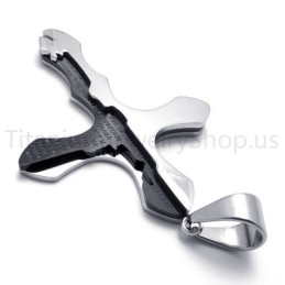 Neuer Duotone Carving Letters Kreuz Titan Anhänger