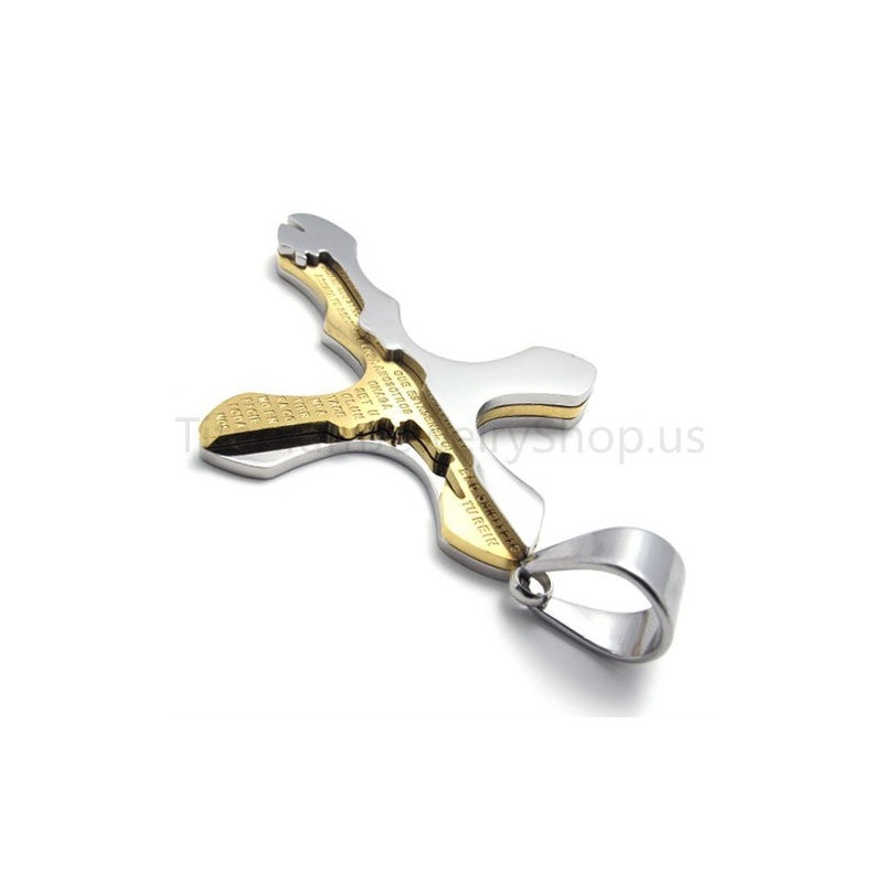 Neuer Goldener Geschnitzter Buchstaben-Kreuz-Anhänger Aus Titan