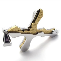 Neuer Goldener Geschnitzter Buchstaben-Kreuz-Anhänger Aus Titan