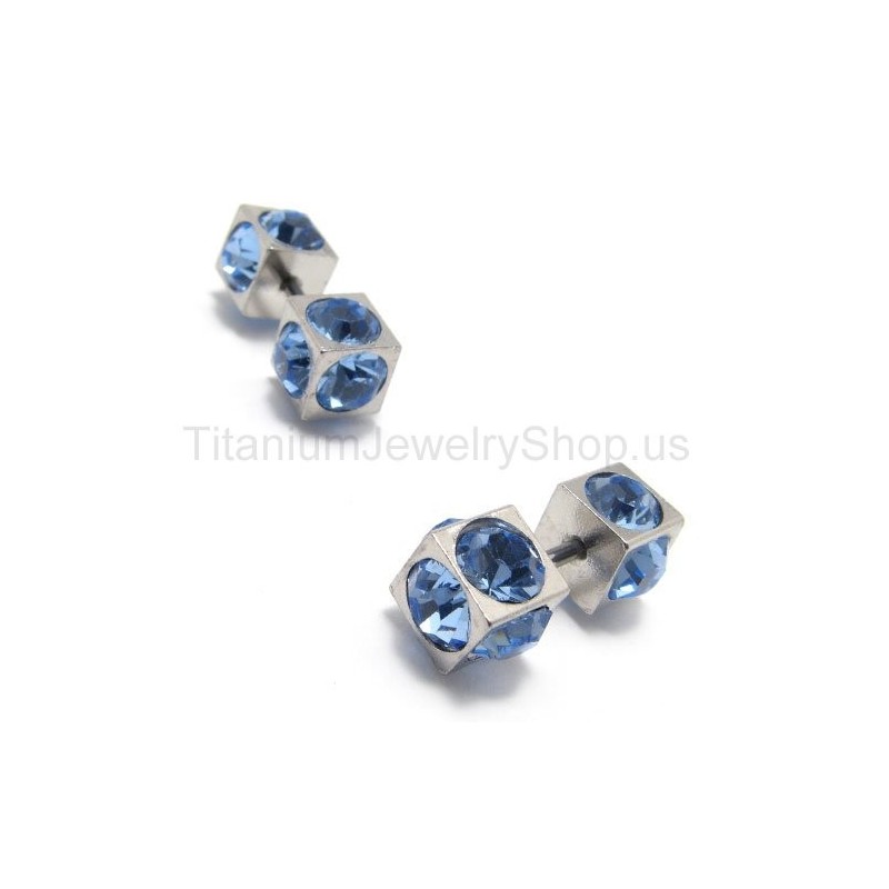 Boxen Titan Inlayed Blue Diamond Ohrringe