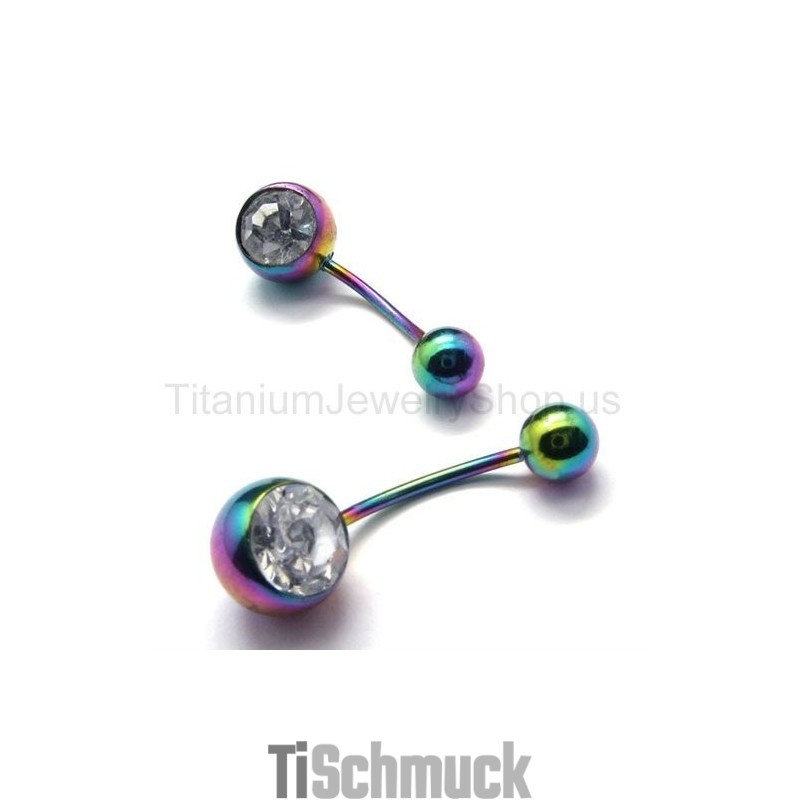 Farbige Mini-Ohrringe Aus Titan Mit Eingelegten Diamanten