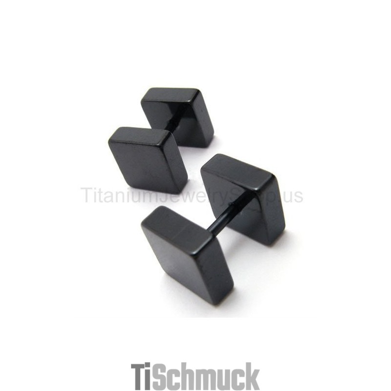 Schwarze Titan-Boxen-Barbell-Ohrringe Schwarze Titan-Boxen-Barbell-Ohrringe