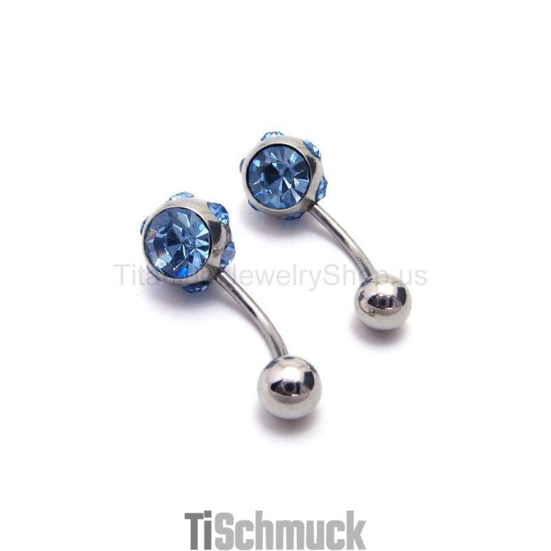 Schmale Ohrringe Aus Titan Mit Blauen Diamanten In Silber