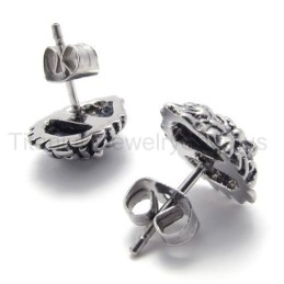 Mit Blauäugigen Löwen-Retro-Titan-Ohrringen