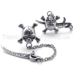Titanohrringe Mit Schwert Und Totenkopf