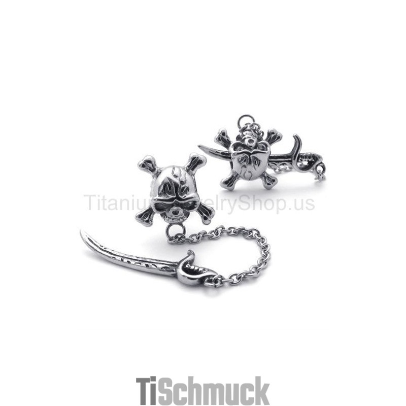 Titanohrringe Mit Schwert Und Totenkopf Titanohrringe Mit Schwert Und Totenkopf