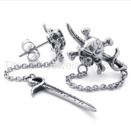 Titanohrringe Mit Schwert Und Totenkopf