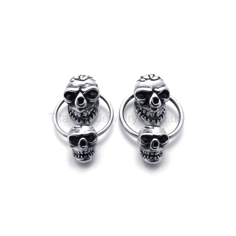 Doppelseitige Totenkopf-Ohrringe Aus Titan