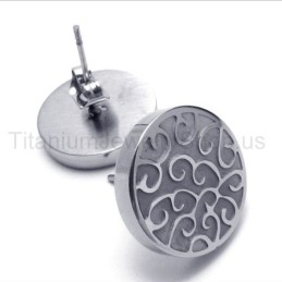 Gravierte Silber-Titan-Ohrringe