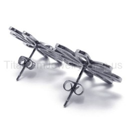 Niedliche Titan-Ohrringe Mit Silberner Blume